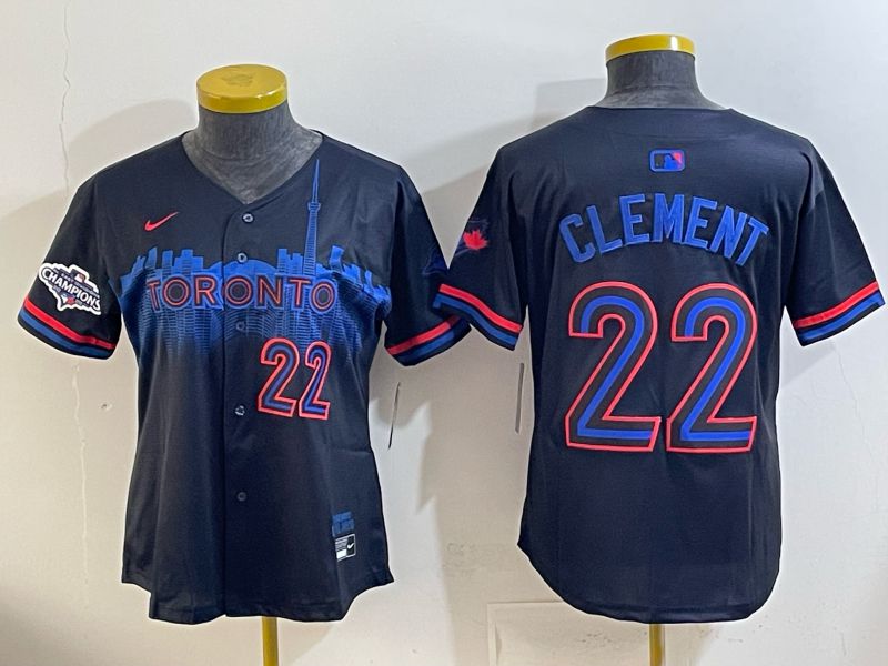 Women 2025 Nike Toronto Blue Jays #22 Clement black Game MLB Jersey 05